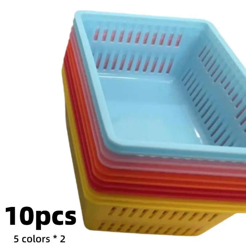 Set of 10 Mini Colored Plastic Office Desktop Storage Baskets, Parts Organizer, Multi-purpose Storage Baskets, Stackable Small Item Storage Containers