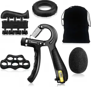 Grip Strength Trainer Kit (5 Pack) with Counter - Adjustable Resistance Hand Gripper, Forearm & Finger Strengthener,   Ball, Workout Ring - Hand ,  Building,   for Athletes &