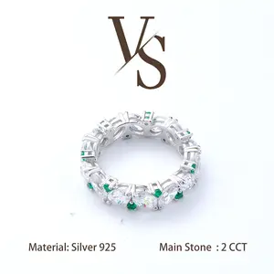 [Venus Jewelry] Lab Created Gemstone Marquise Cut Band Ring VVS 1 D Color Solid Silver 925 Solitare Ring