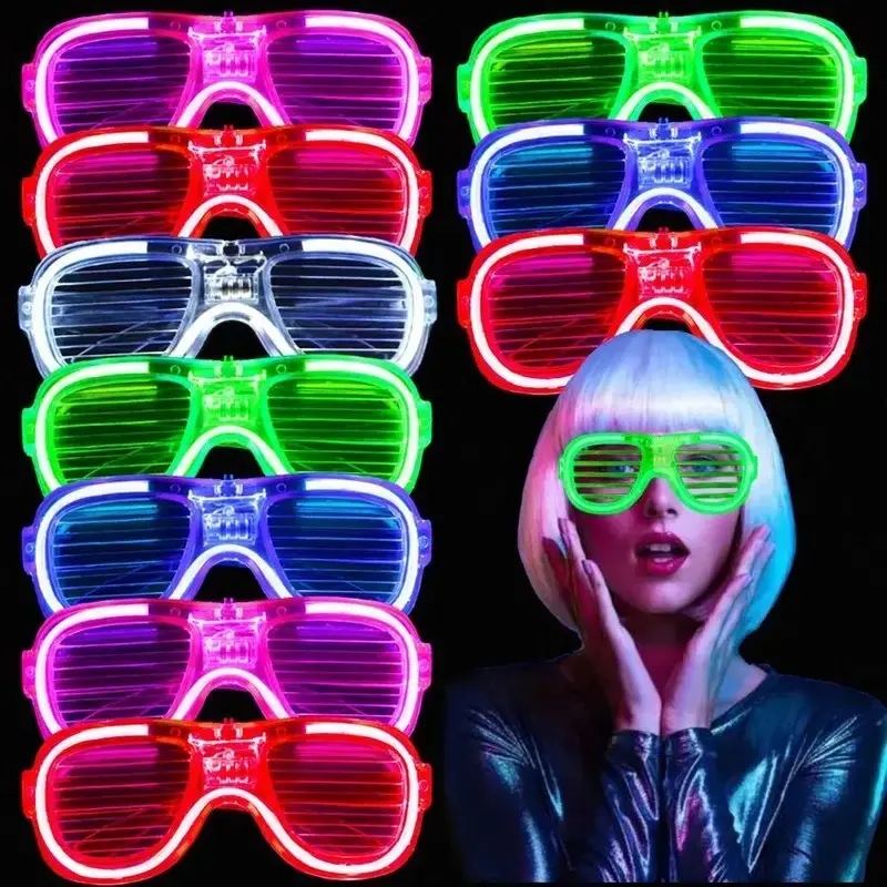 10 Pcs Square Plastic LED Lights Sunglasses, Decorative Glow in the Dark Holiday Festive Party Accessories for Kids, Party Supplies