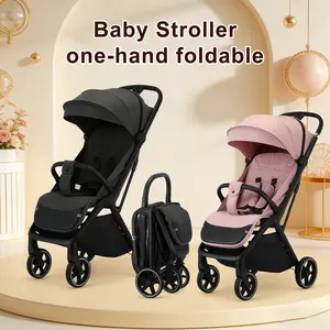 One-click Folding Lightweight Foldable Baby Stroller with 6.5" Front Wheels & 8" Rear Wheels - Perfect for Travel, Shopping & Daily Walks, Ergonomic Design, Aluminum Alloy Frame