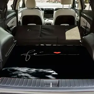 1pc Car Trunk Mat - Non-Slip, Heavy-Duty Protection, Elegant Black Background with Red Heart Accent - Compatible with SUVs, Sedans, Trucks - Easy-to-Clean Interior Accessory, Trunk Mat for Suv, Stylized Script Design