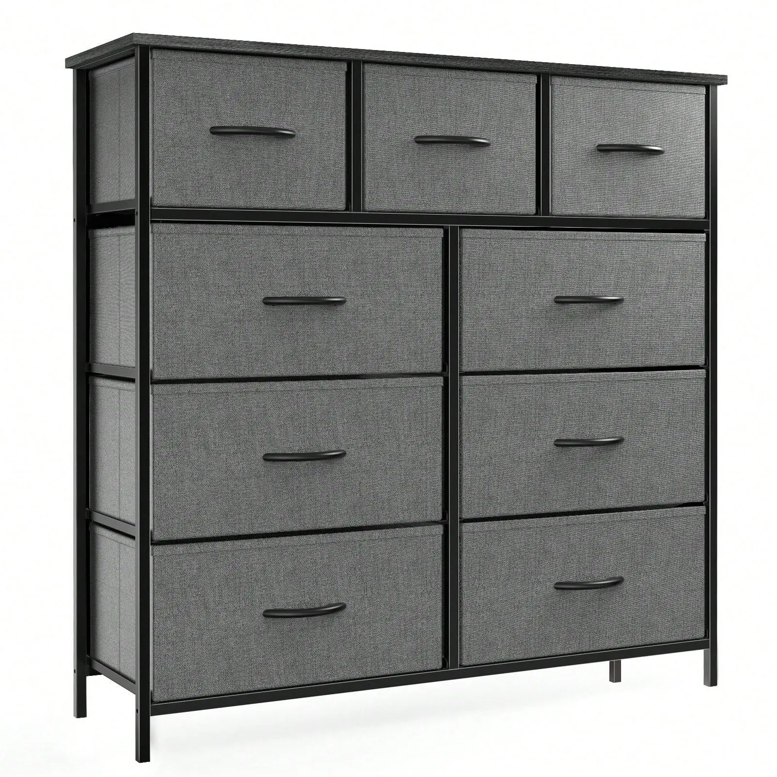 Furniture  Dresser TV Stand, Entertainment Center With 9 Fabric Drawers Tall Dresser Storage Drawer Units Chest Of Drawers For Bedroom