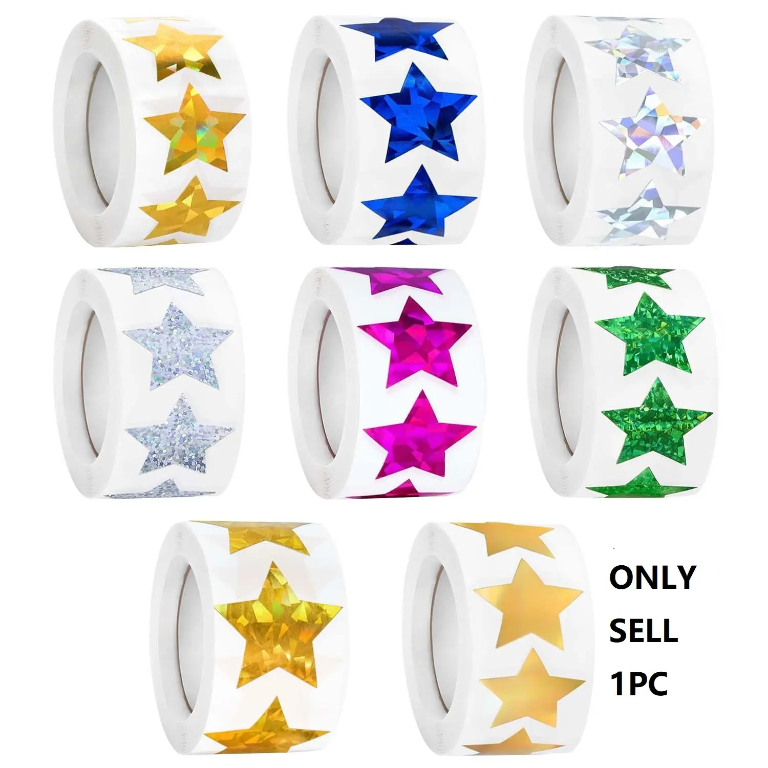 500pcs Star Stickers, 1 Inch Silver Color Blue, DIY Crafts, Scrapbooking, School Classroom Supplies for Students and Teachers, Decorative Stickers, Sticker Packs, Decal Sticker
