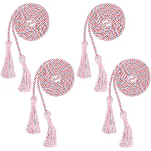 Pack of 4 Graduation Honor Braided Cords with Sewing Tassels Polyester Yarn Honor Cord for Bachelor Gown for Graduation Students Pink & Light Blue 4pcs