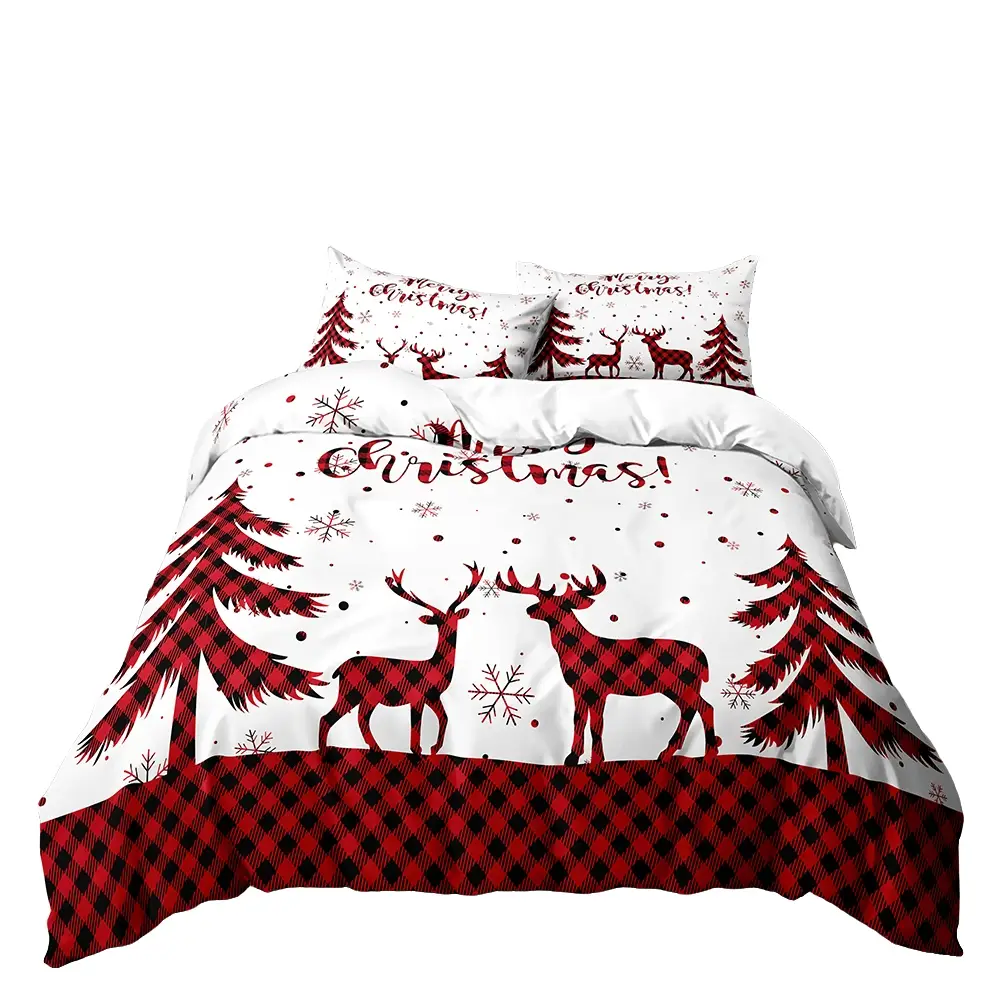 Christmas Themed Bedding Set, 3 Counts/set Including 1 Duvet Cover & 2 Pillowcase without Filler, Soft Comfortable Bedding Set for Home Bedroom
