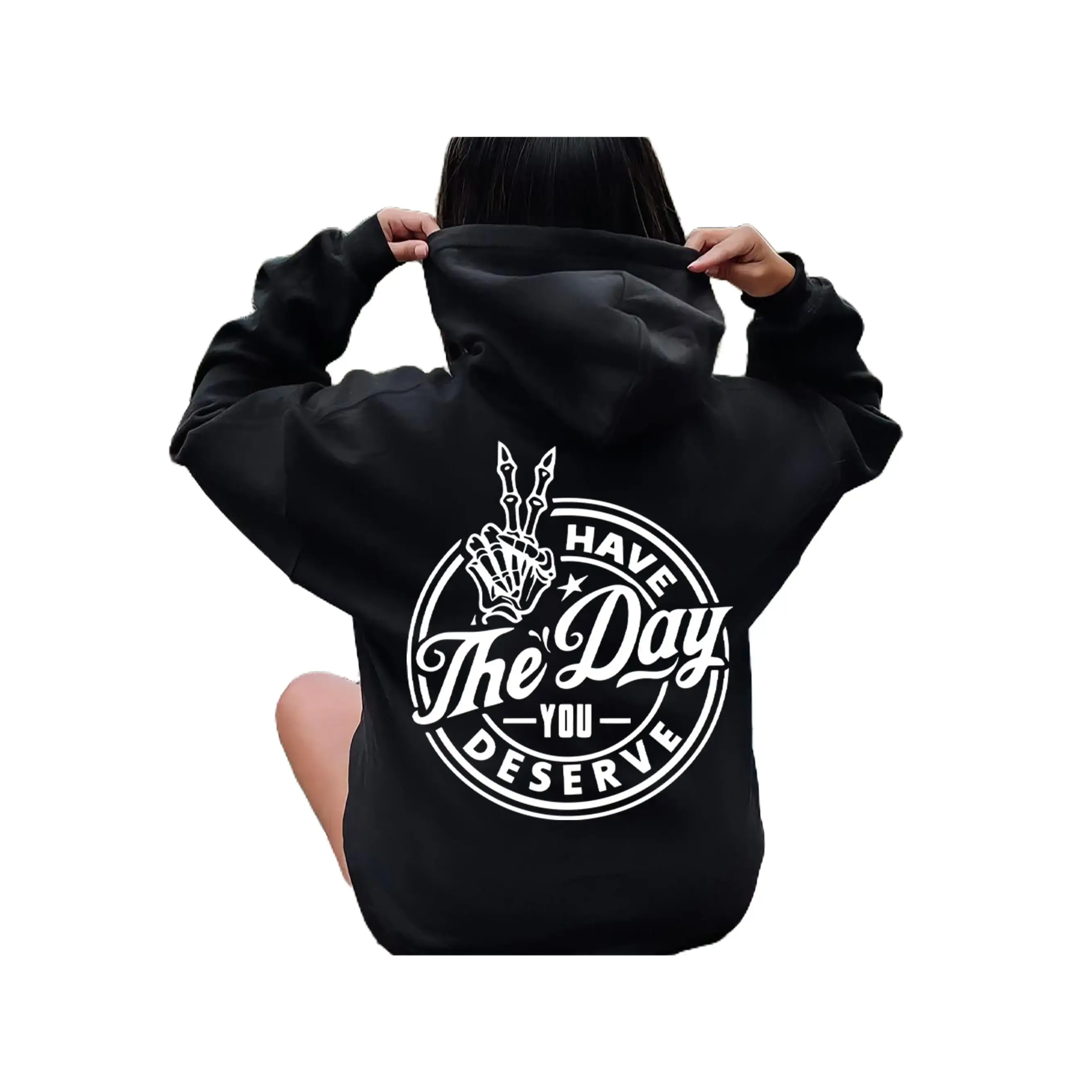 Gildan Women's Fitted Long-Sleeve Cotton Hoodie - Women's Clothes with Motivational Skeleton Print, Polyester-Yarn Fabric, Sport-Inspired Design, Kindness Gift, Sarcastic Streetwear Top (Sleeves Included)