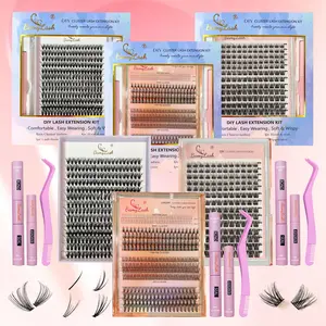 Natural Wispy Look Eyelash Extensions, Fluffy Beauty Eyelash Clusters, 1 Box Reusable Self Grafting D Curl Eyelashes, Eye Makeup Enhancement False Eyelashes for Women & Girls, DIY Eyelash Extensions, Cosmetic Eyelash Kit, Eyelashes Set
