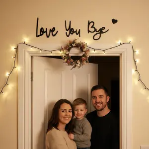 Wooden Wall Art Love You Bye Letter Pattern Wall Hanging Decor Inspirational for Home Prayer Room Farmhouse Ornaments Art Decoration Hangable