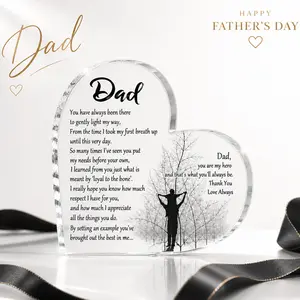 FathersDayGift Acrylic Heart Sign Thankful Quote Blessed Wish Memorial Table Centerpiece Decor From Son Daughter for Celebration Party Decoration Photo