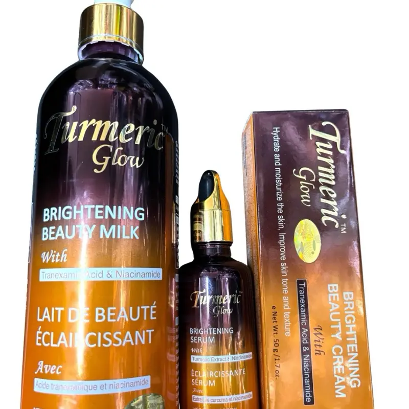 Tumeric Glow Skincare Set - Beauty Milk, Cream, Soap, Serum with Skin Repair & Moisturizing Benefits for Daily Use