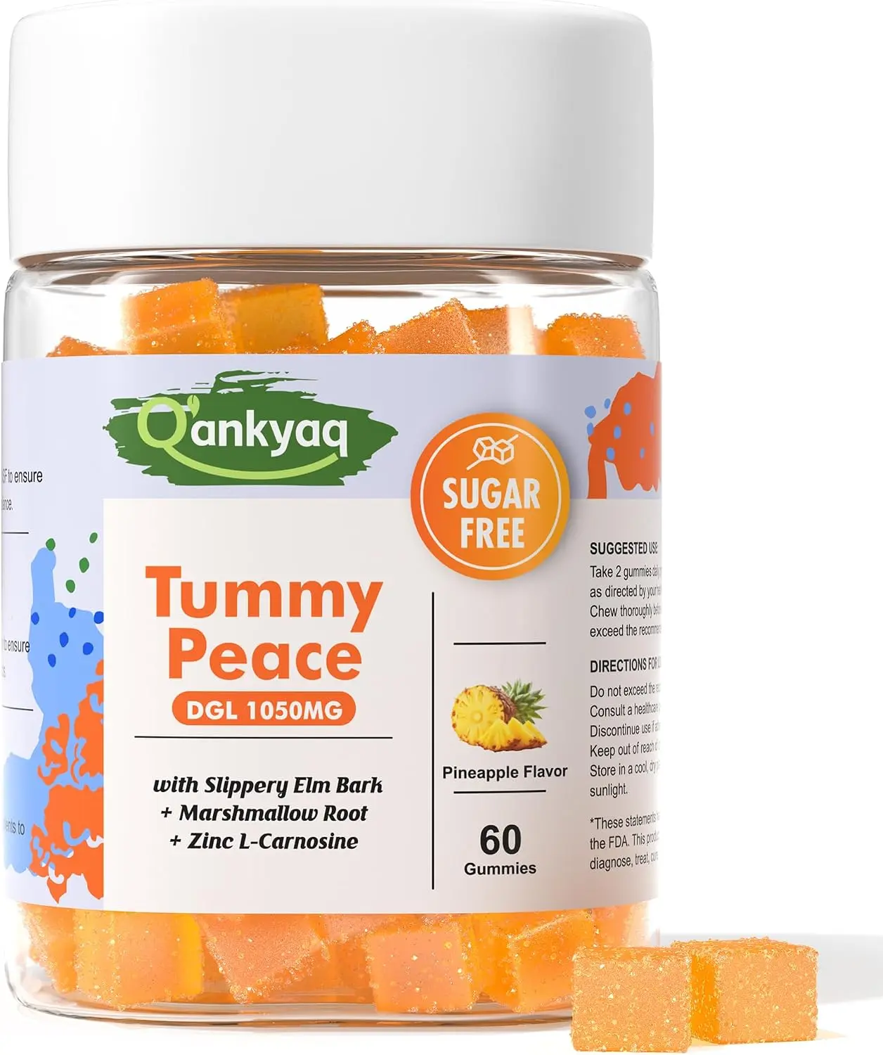 DGL with Zinc Carnosine, Slippery Elm Bark, Marshmallow Root, 60 Counts | Deglycyrrhizinated Licorice Root, Digestive Comfort, Stomach & Gut Lining, Stomach Relief, Chewable DGL 1050mg
