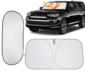2 PCS Car Front Window Sun Shade Blocker and Rear Window Sunshade Shield, Universal Foldable UV Rays Sun Protection Cover Set