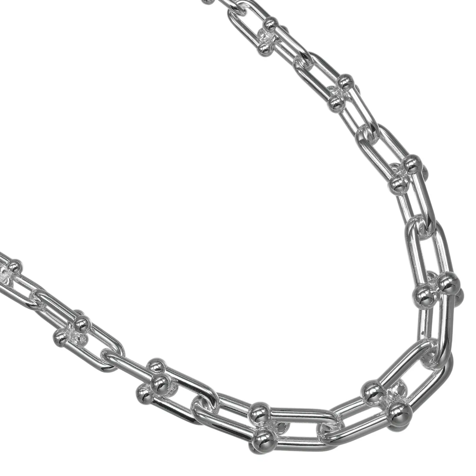 Pre-owned Tiffany & Co. Sterling Silver 925 (Ag925) Small Leather Goods Tiffany&Co. Tiffany Hardware Graduated Link Silver Necklace