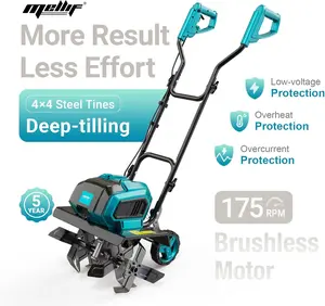 36V Brushless Cordless Tiller Cultivator Compatible with Makita 18V Battery(Tool Only), Electric Garden Tiller w/16 Steel Tines, 14.2" Tilling Width, 8.7" Depth, Safety Lock, Portable Rototiller