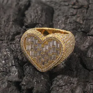 [ICE HUE] Heart Shaped Ring - 18K Gold Vacuum Plated Copper, 5A+ Sri Lanka Cubic Zirconia Charm, Adjustable Ring, Miami-Italy-Mexico & Micro Inspired, Women’s Luxury Costume Jewelry, Daily Wear, Gift Idea