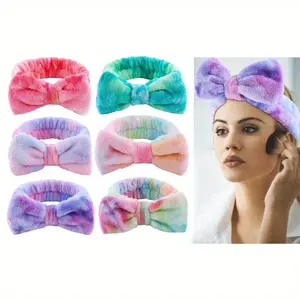 6PCS Washing Face Headband,Skincare Headbands, Soft Coral Fleece, Elastic, Reusable Makeup Accessories for Women Girls