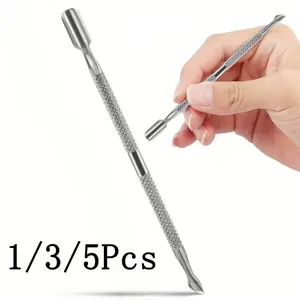 1/3/5 PCS Stainless Steel Nail Cuticle Pusher, Remover & Trimmer, Dual-Ended Nail Cleaner with Hygienic Tips, Manicure & Pedicure Tool for Fingernails & Toenails, Nail Clipper Set