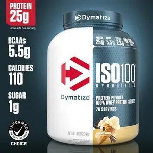 Dymatize ISO100 Hydrolyzed Whey Isolate Protein Powder, 5lbs Gourmet Vanilla, 76 Servings, 25g Protein, 5.5g BCAAs, Fast-Absorbing Gluten-Free Dietary Healthcare Supplement for Muscle Support (Fitness)
