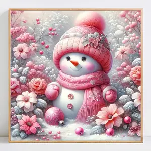 Snowman Pattern DIY Diamond Arts Colorful Painting Kit without Frame, DIY 5D Diamond Decor Painting by Numbers Kit, DIY Wall Art Decoration
