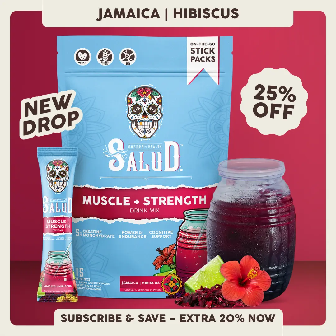 Salud 2-in-1 [Muscle + Strength] Daily Performance Drink Mix, Post Workout Recovery, Strength, Power, Endurance & Cognitive Support, 5g Creatine Monohydrate + 50mg Senactiv, 0g Sugar, Sports Nutrition (15 Servings)