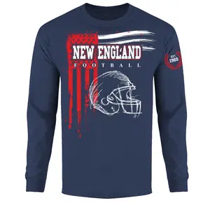 Men Vintage USA Flag Football Long Sleeve Shirt - New England