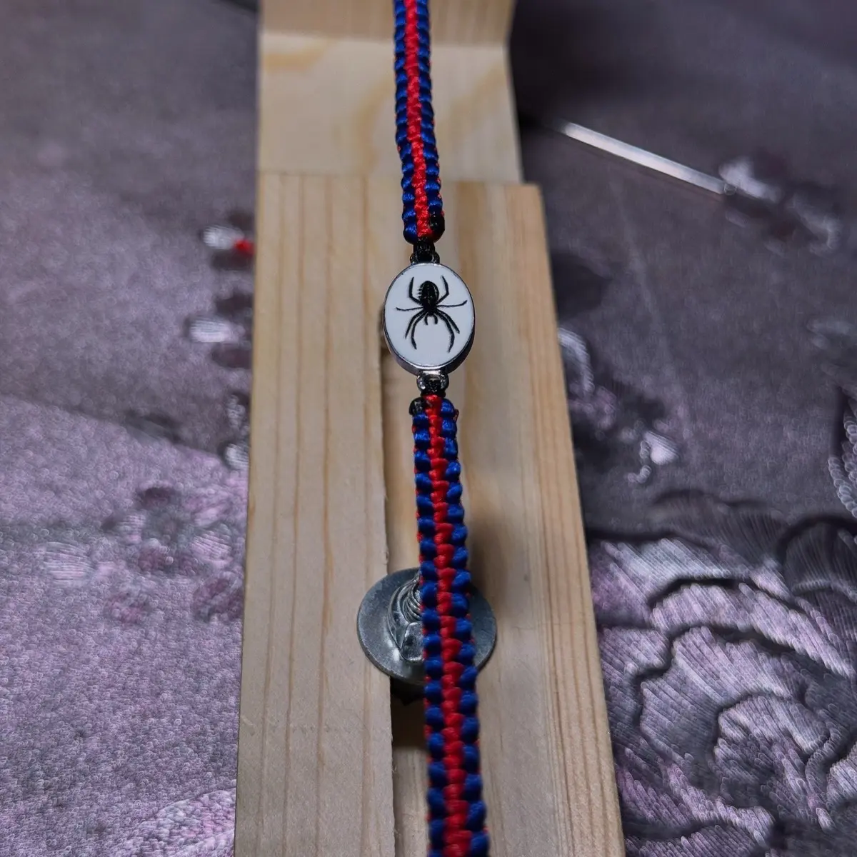 Red and Blue Spiderman Inspired Bracelet with Spider Charm