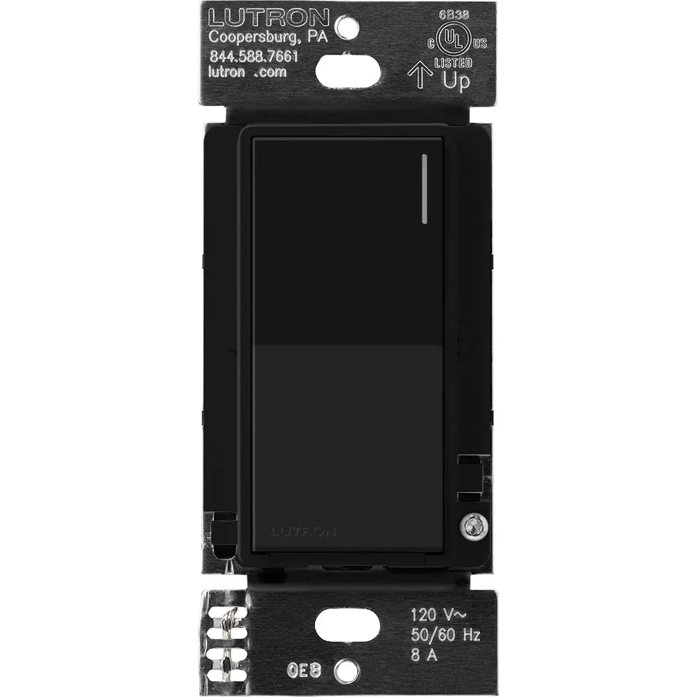 Lutron RadioRA 3 Sunnata RF Neutral Switch, 8A, Black, RRST-8ANS-BL
