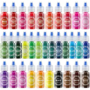 Food Coloring Grade Liquid Set 33 Edible Glitter Ultra-Vibrant Dyes for Bake,Cream,Icing,Cookie,Cake Decorating,DIY Projects 0.25 Fl Oz Macaroons Nata
