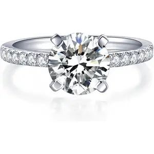 Moissanite Engagement Ring D Color VVS1 Clarity Wedding Rings for Women 1-2CT Lab Created Rings Promise Rings for Her princess cut ring halorings