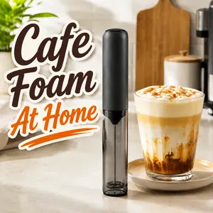 Electric Milk Frother, Handheld Rechargeable Milk Foamer with 304 Stainless Steel Whisk, Type-C Charging, Portable Coffee Frother with Storage Sleeve for Latte, Cappuccino, Matcha outdoorfun
