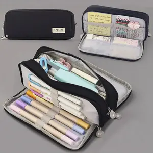 Expandable Pencil Box with Compartments, Large Capacity School Stationery Bag, Stationery Supplies, Portable Storage Case for Office, Youth, Boys, Girls