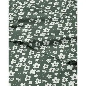 Floral Sheets - Green Floral Bed Sheet Set - 1 Flat, 1 Fitted & 2 Pillowcases w/ Deep Pockets - Comfy, Wrinkle & Fade Free - Boho Botanical Bedding - Ultra-Soft, Breathable & Cooling - Queen Size Set