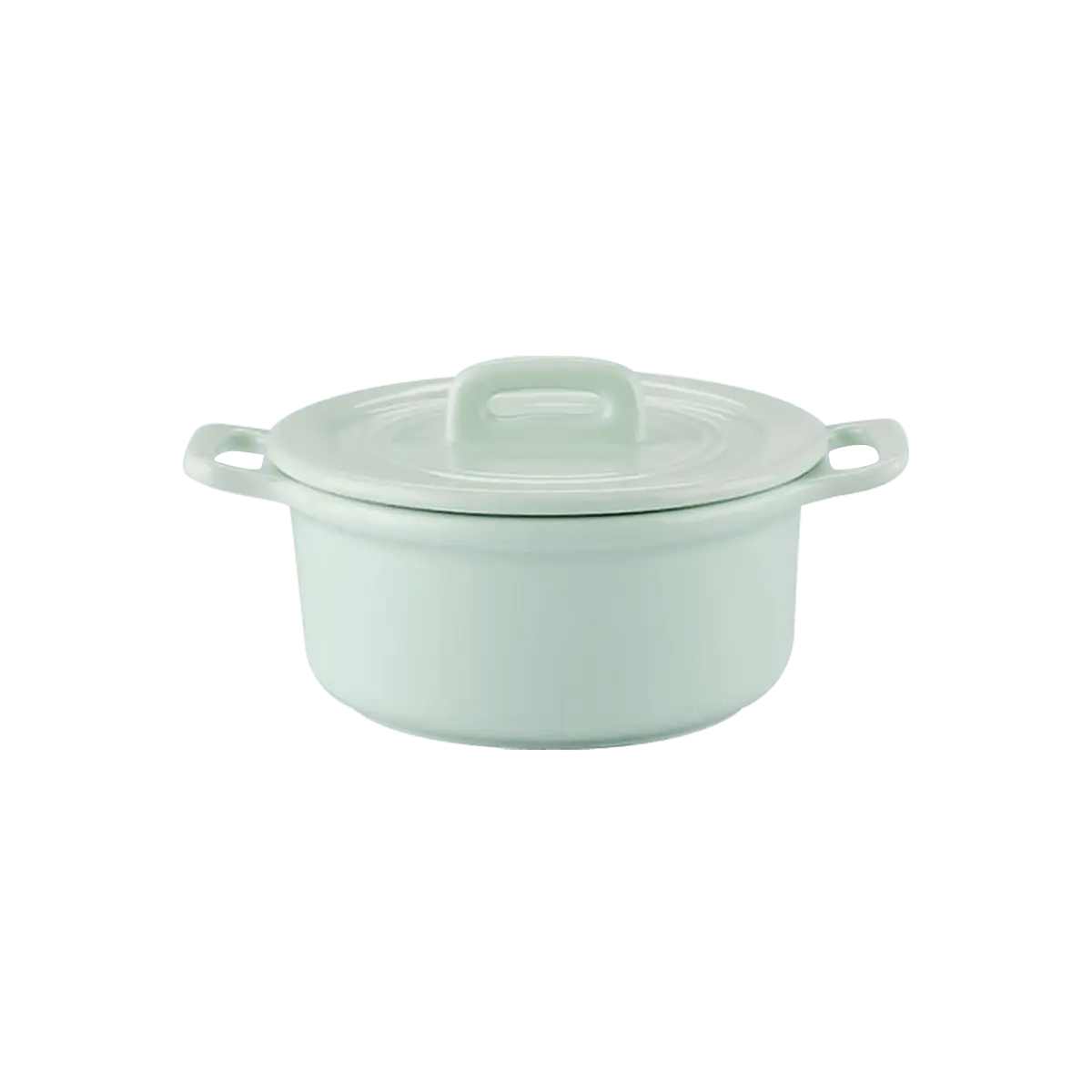 BUYDEEM Mini Ceramic Stew Pot 240ml, Romantic Light Green, Double Ear Handle, CT1002/A2, Small Soup Bowl for Single Serving, Dessert Cookware