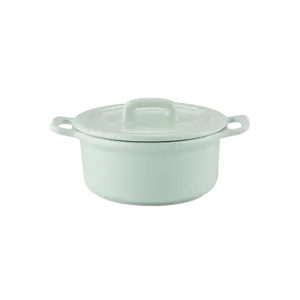BUYDEEM Mini Ceramic Stew Pot 240ml, Romantic Light Green, Double Ear Handle, CT1002/A2, Small Soup Bowl for Single Serving, Dessert Cookware