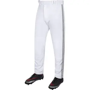 Proline Adult Full Length Baseball Pants with Stripes (White) Fabric Menswear Trouser Elastic