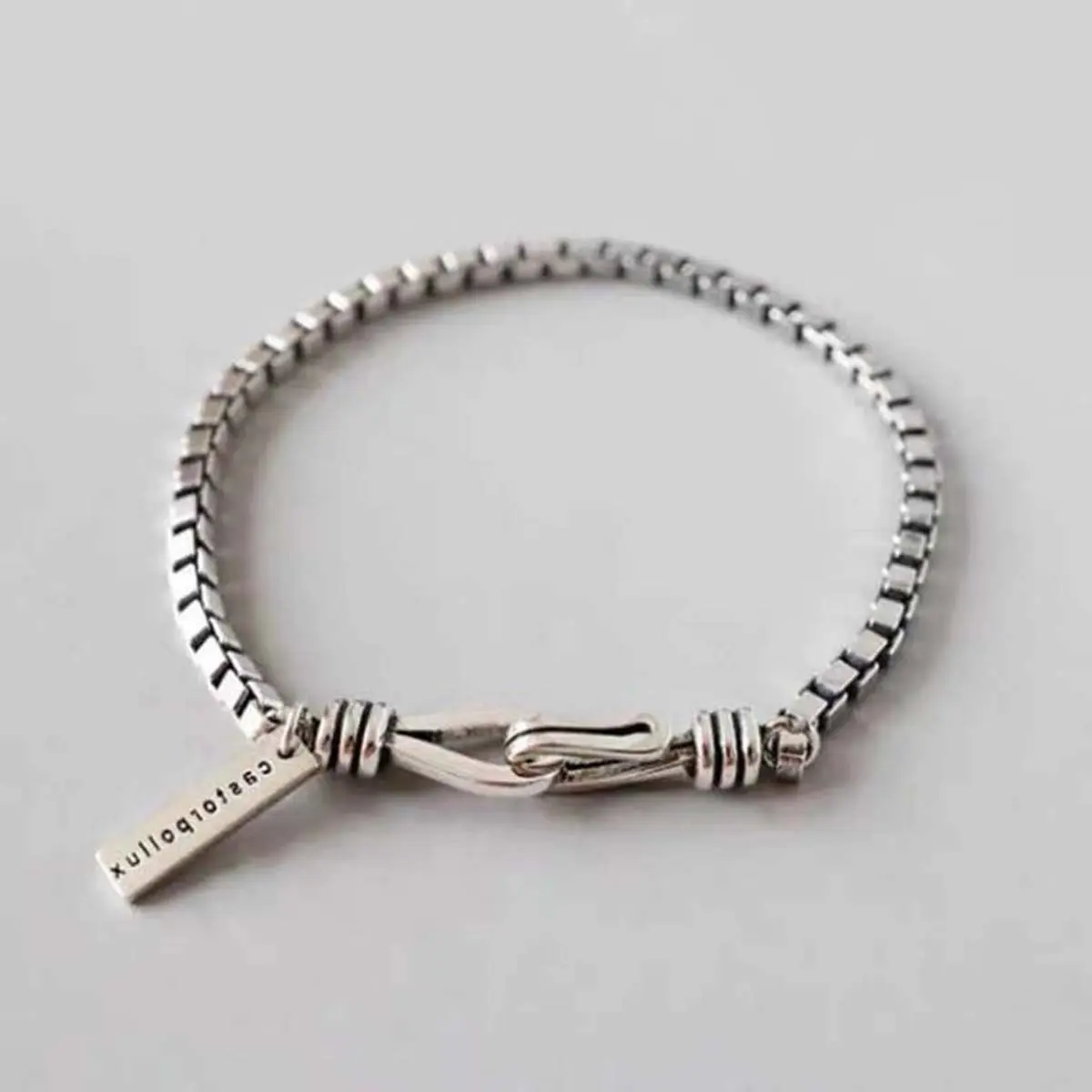 Unisex Silver Stainless Steel Cuban Bracelet - Square Buckle, Secure Closure, Durable Non-Tarnish Tarnish-Proof Jewelry, Bold Everyday Wear Artificial Gemstone Bracelet Accessory, Cuban Bracelets