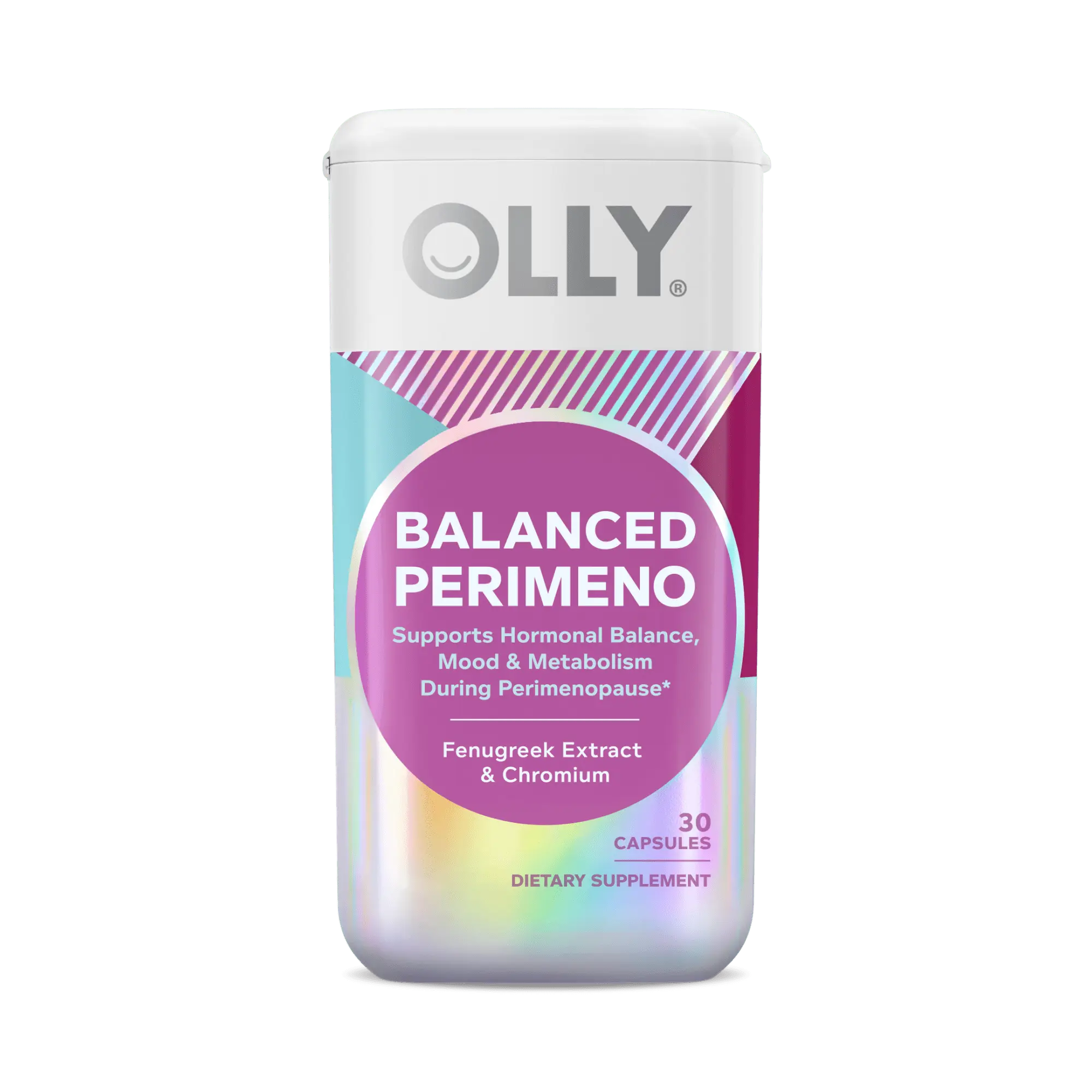 OLLY Balanced Perimeno 30 Capsules with Fenugreek Extract & Chromium for Hormonal Balance Mood & Metabolism Support During Perimenopause