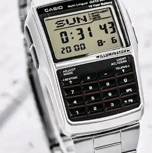 Casio Silver Digital Watch w/ Databank, Calculator, Alarm & Light - DBC-32D-1A