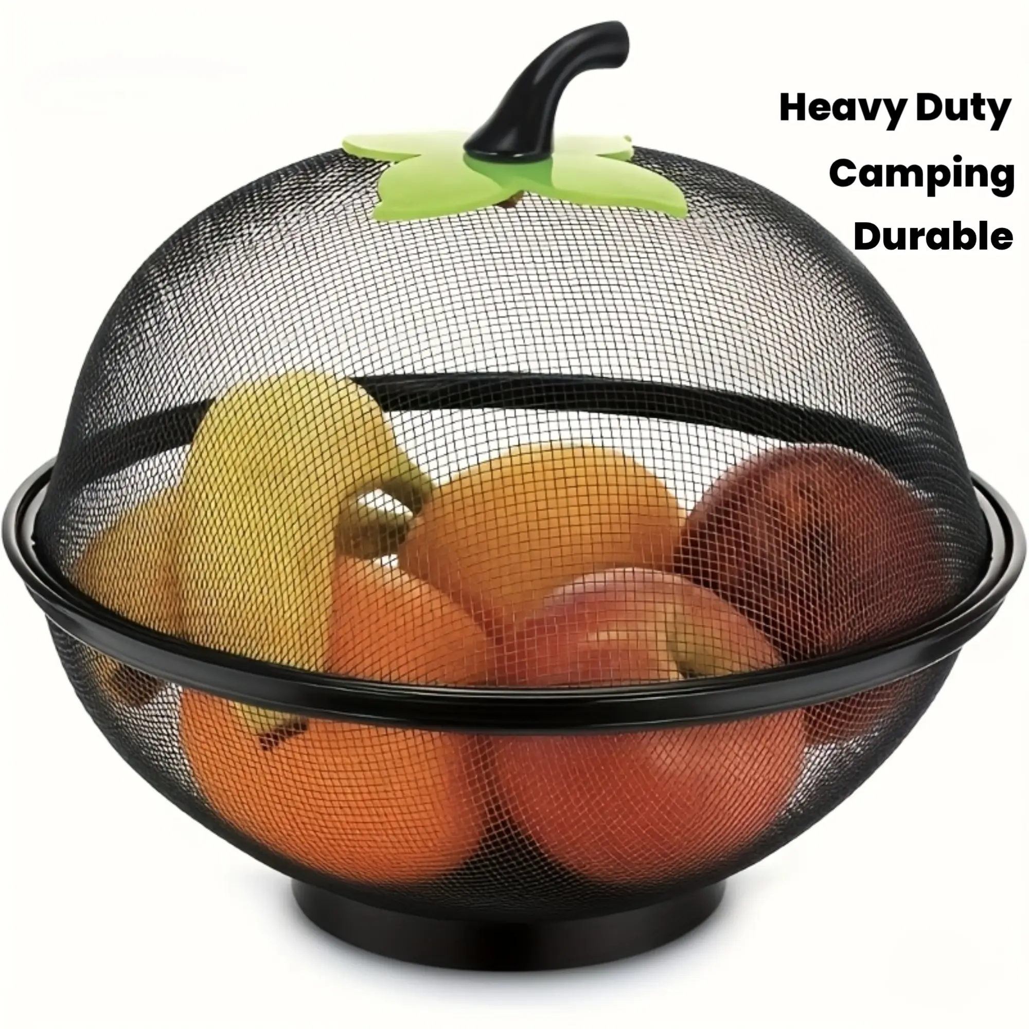 2-Piece Heavy-Duty Metal Fruit Storage Organizer Set with Mesh Cover - Rust-Proof, Breathable Ventilation Holes, Sturdy Structure - Reusable Basket for Kitchen, Camping