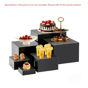 6-Piece Set 3-8 Inch White/Clear Acrylic Cube Display Bases, Display Risers, Buffet Stands, Display Shelf, Display Storage Rack, Home Decor Holders, Ideal for Showcasing Jewelry, Bags and Accessories, Organizing Items for Parties & Birthdays