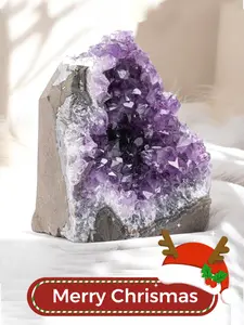 Brazilian Amethyst Crystal Cave Natural Mineral Specimen, Natural Crystal Geode, Healing Stone Home Decor Gift Set, Perfect for Thanksgiving Christmas Valentine's Day