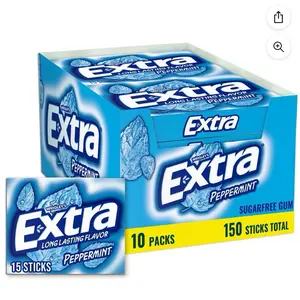 Extra Peppermint Sugar Free Chewing Gum, 15 pcs., 10 pk.