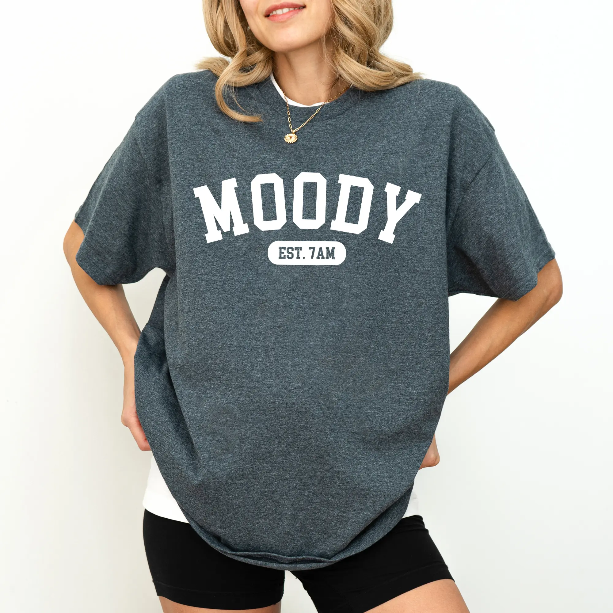 Moody Est. 7AM Shirt, Not A Morning Person Graphic Printed Tee, Moody Unhinged Shirt, Funny Women Short Sleeves Tee, Adult Humor T-shirt, Sarcastic Women Shirt, Funny Meme Shirt, Women's Top, Comfy Fabric Graphic Tee