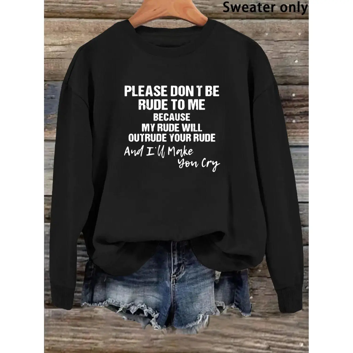 Crew Neck Sweatshirt Letter Print Casual Long Sleeve Pullover for Fall Winter Daily Wear Fashionable Relaxed Fit