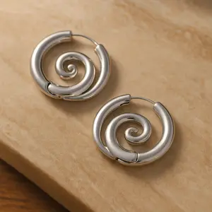 Faux Stretched Spiral Hoop Earrings for Women, Stainless Steel Coil Earrings, Gothic Spiral Ear Cuffs, Hypoallergenic Cartilage Helix Ear Jewelry