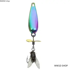 Blue Iridescent Spinner Fly Fishing Lure - Trendy Propeller Blade Realistic Insect Fly Bait with Vibrant Blue Holographic Body, Sharp Treble Hook High-Action Lure, Perfect for Bass Trout Perch Topwater Fishing Lake River & Summer Casting