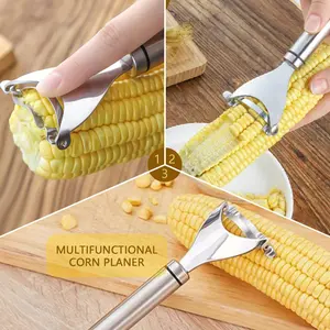 2 Counts Corn Peeler, Commercial - Grade Corn Shucker - Rustproof Steel Blade for Large - Scale Corn Processing