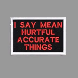 I Say Mean Things Funny Morale Patch 2” X 3” Hook & Loop Back for Hats Jackets Tactical Vests Plate Carriers EDC Gear & Humor Patch Collectors