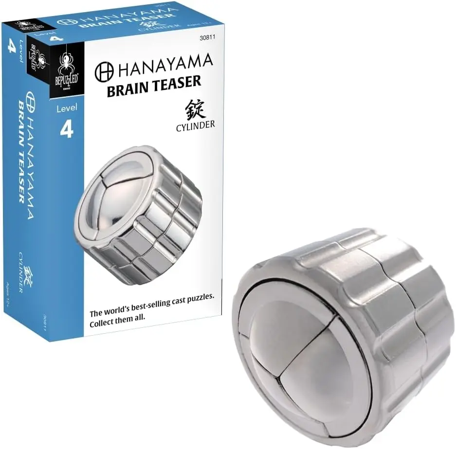 BePuzzled Hanayama Cylinder Metal Brain Teaser Puzzle - Level 4 Strategy Game, Party Challenge for Teens & Adults Ages 12+